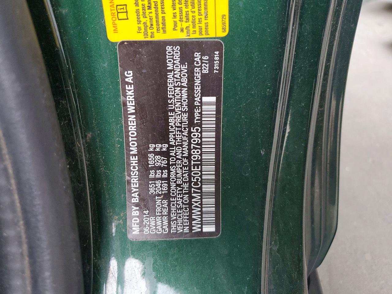 2014 Mini Cooper S Green vin: WMWXM7C50ET987995
