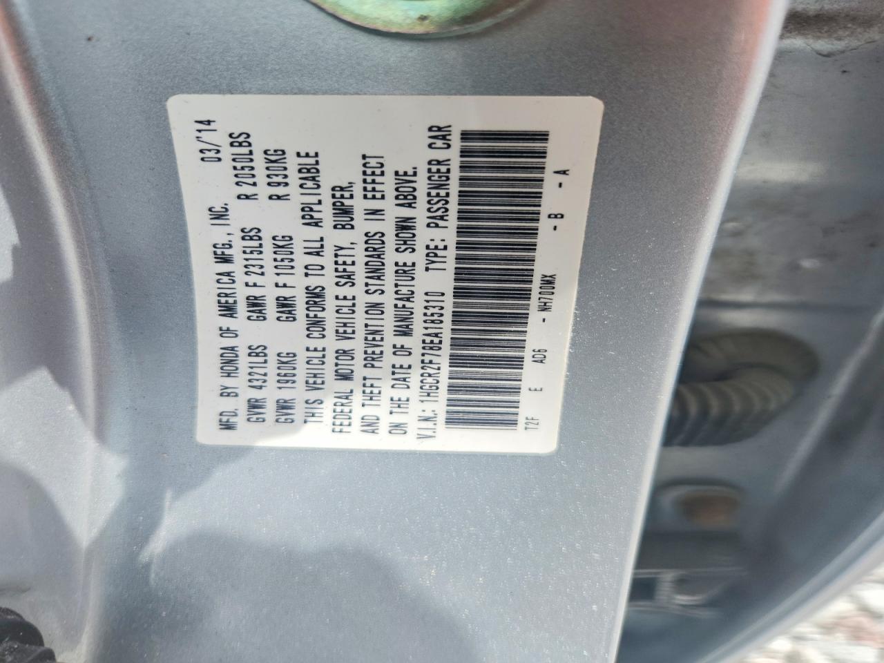 2014 Honda Accord Ex Silver vin: 1HGCR2F78EA185310