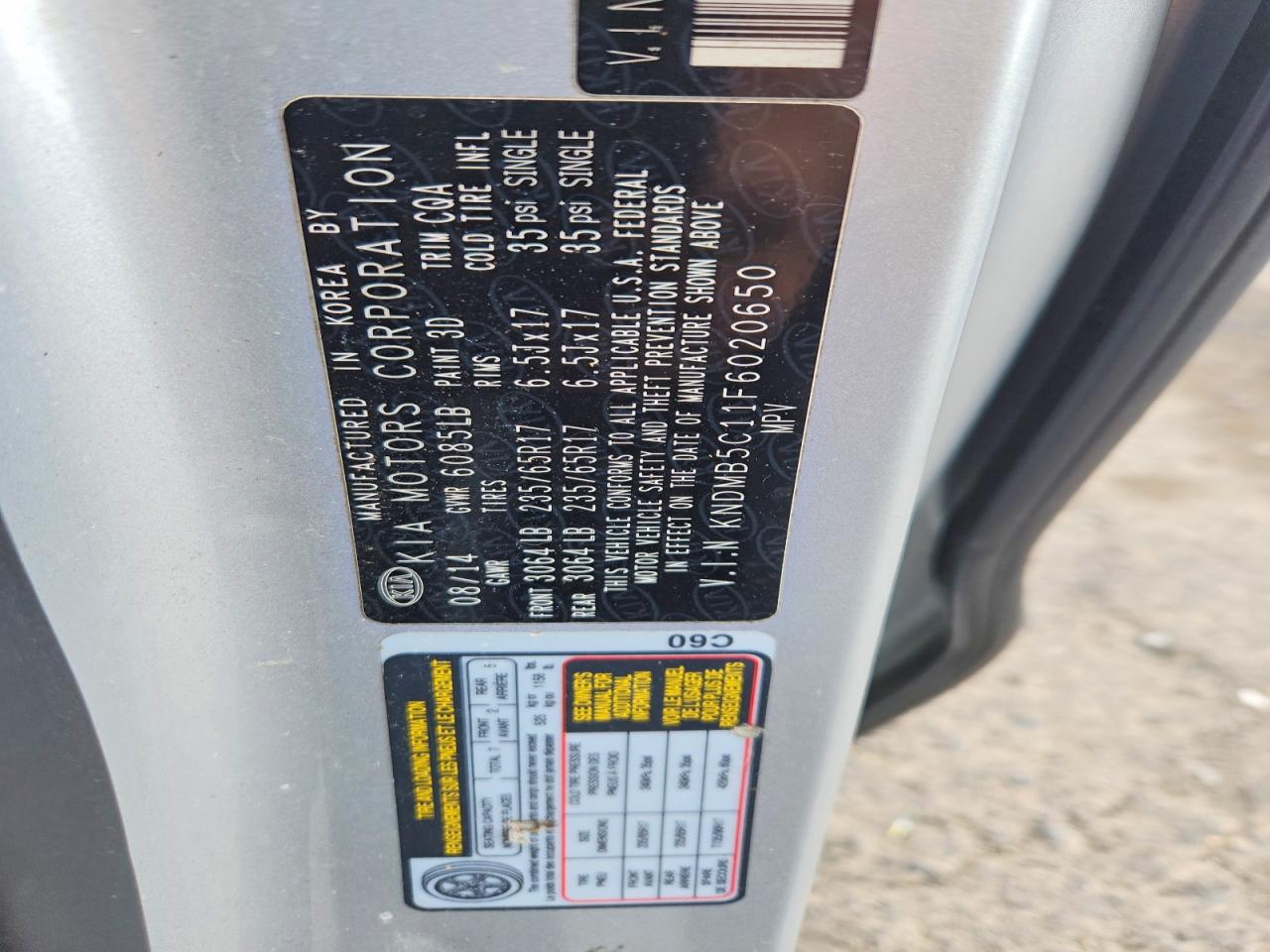 2015 Kia Sedona Lx Silver vin: KNDMB5C11F6020650
