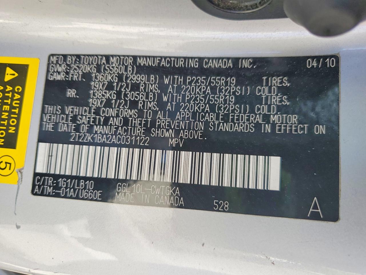 2010 Lexus Rx 350 Silver vin: 2T2ZK1BA2AC031122
