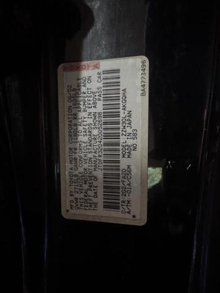 2002 Toyota Mr2 Spyder Black vin: JTDFR320420052698