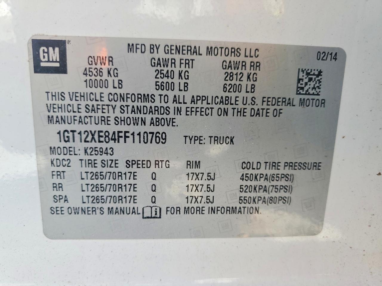 2015 Gmc Sierra K2500 Heavy Duty White vin: 1GT12XE84FF110769