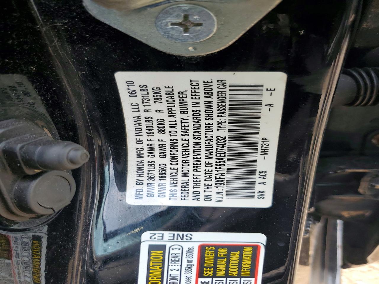 2010 Honda Civic Lx-s Black vin: 19XFA1F65AE074032