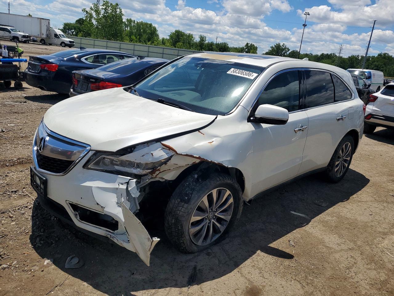2015 Acura Mdx Technology White vin: 5FRYD4H4XFB021730