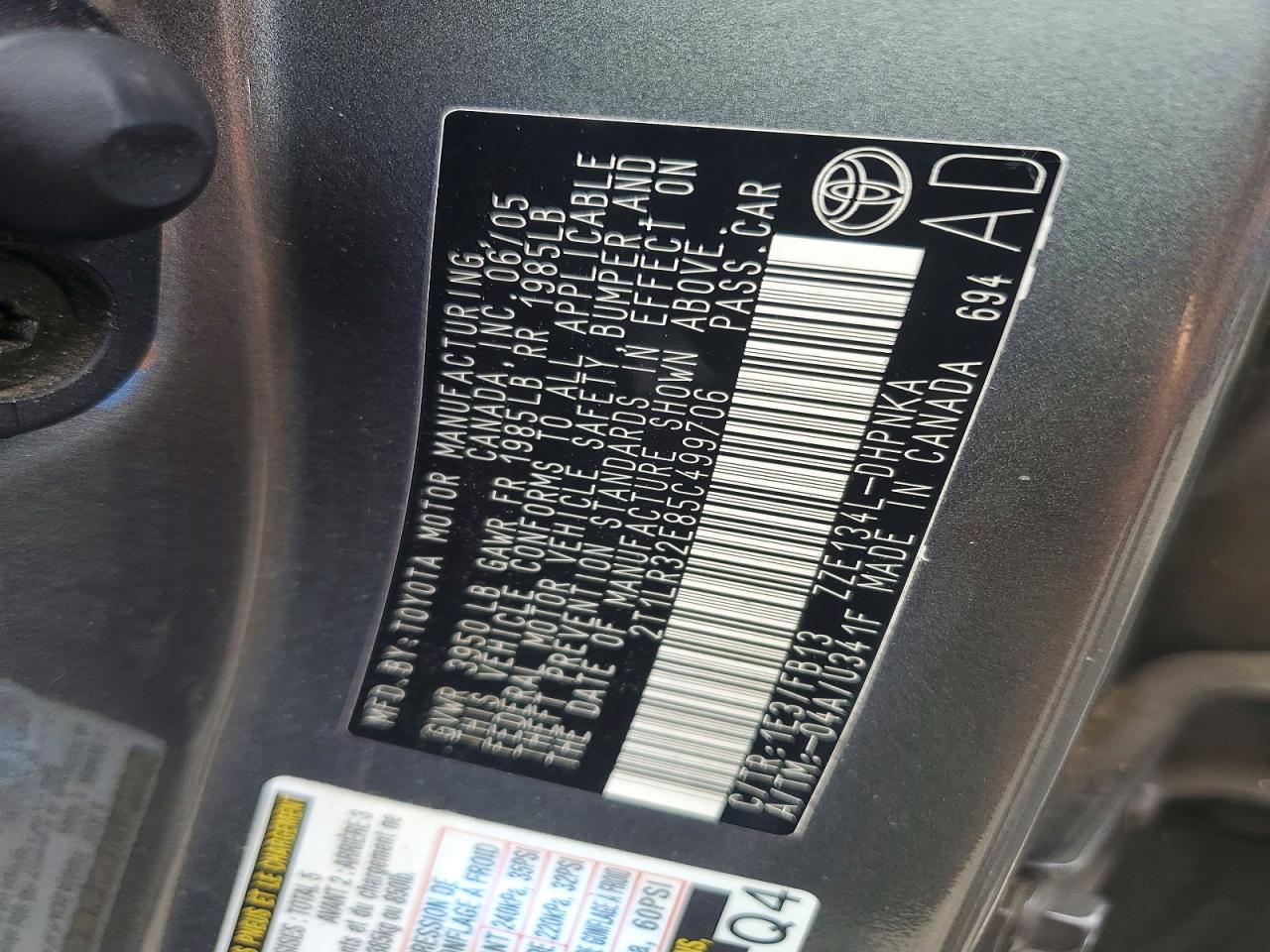 2005 Toyota Matrix Xr Gray vin: 2T1LR32E85C499706