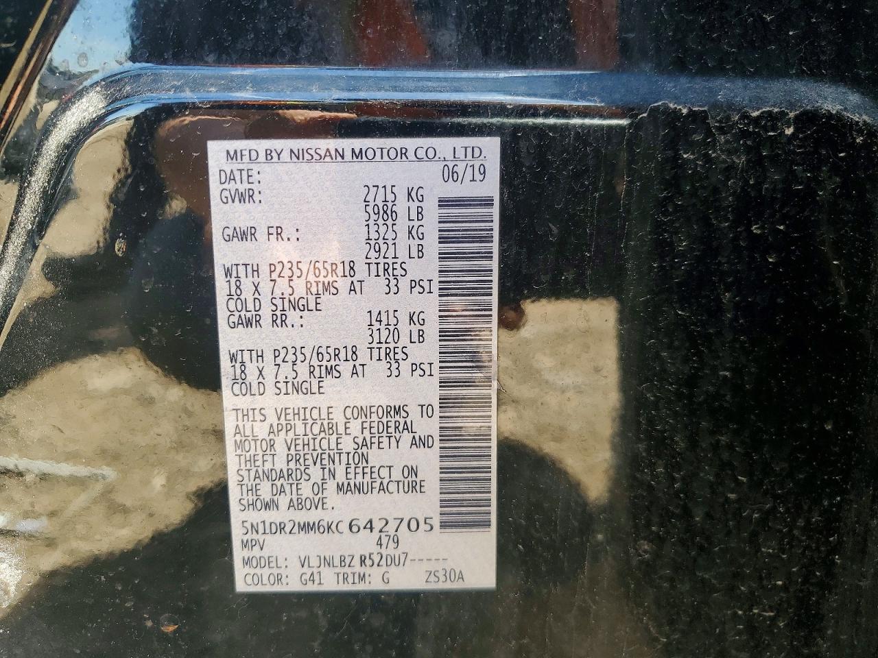 2019 Nissan Pathfinder S Black vin: 5N1DR2MM6KC642705