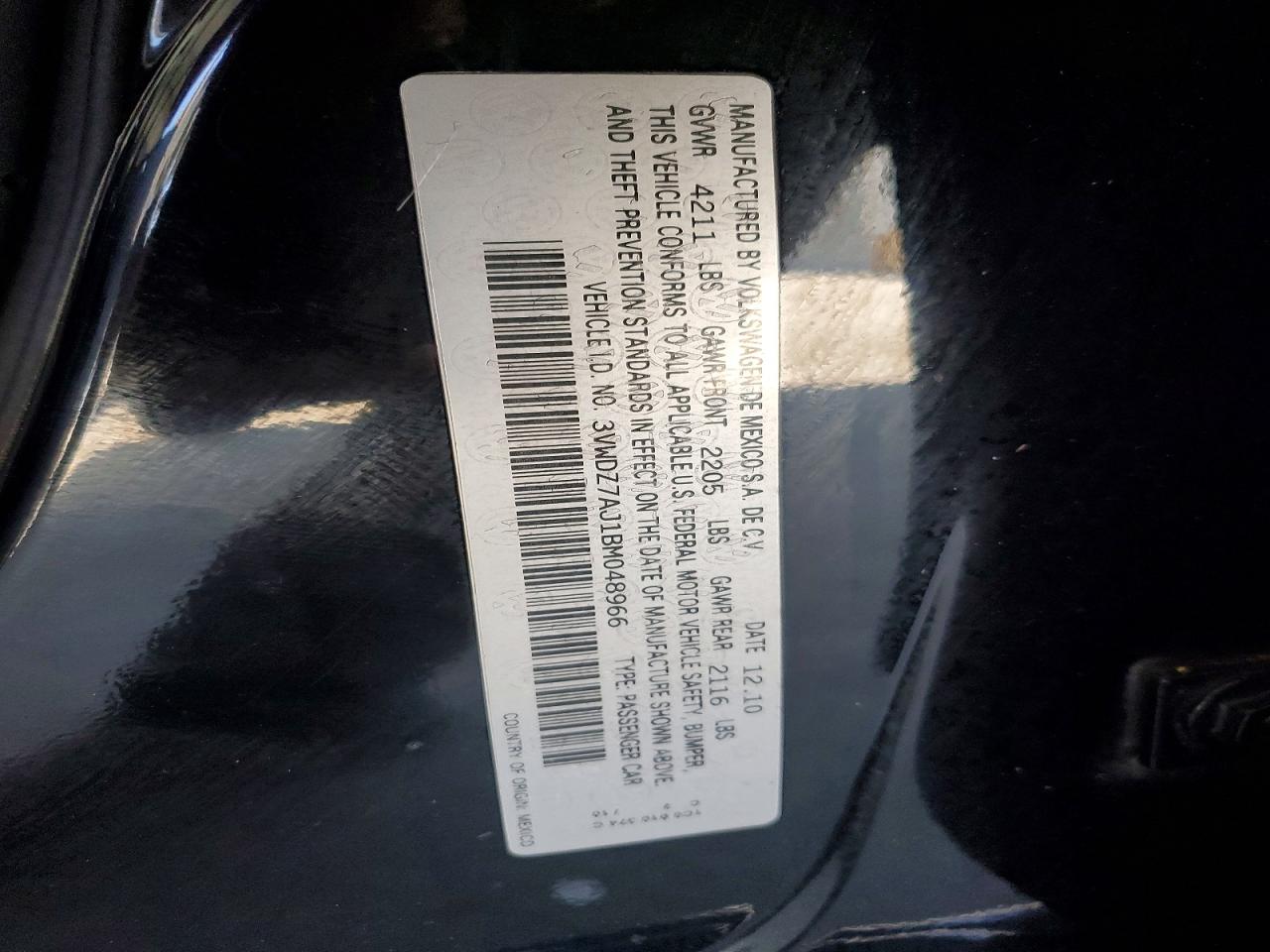2011 Volkswagen Jetta Se Black vin: 3VWDZ7AJ1BM048966