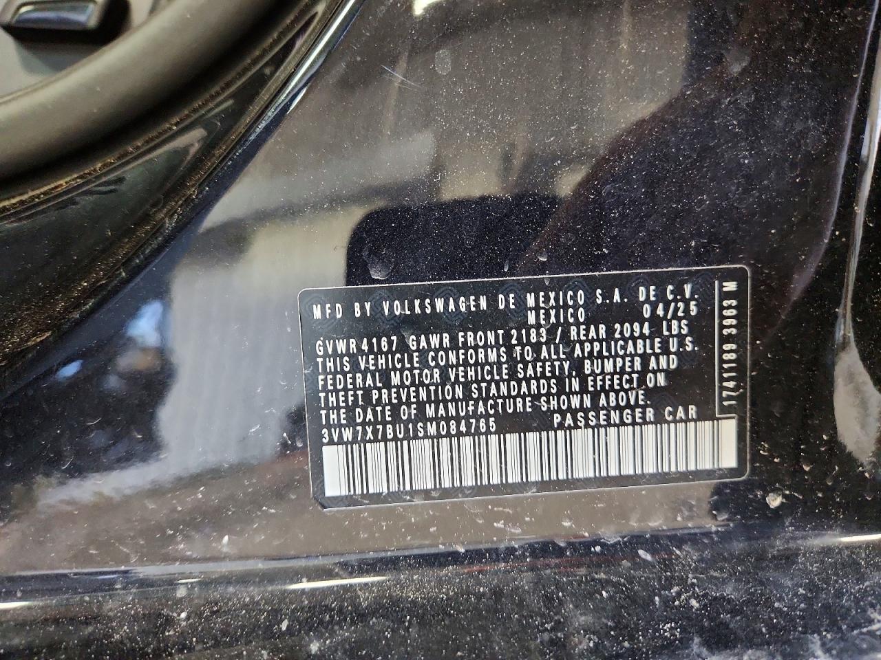 2025 Volkswagen Jetta Se Black vin: 3VW7X7BU1SM084765