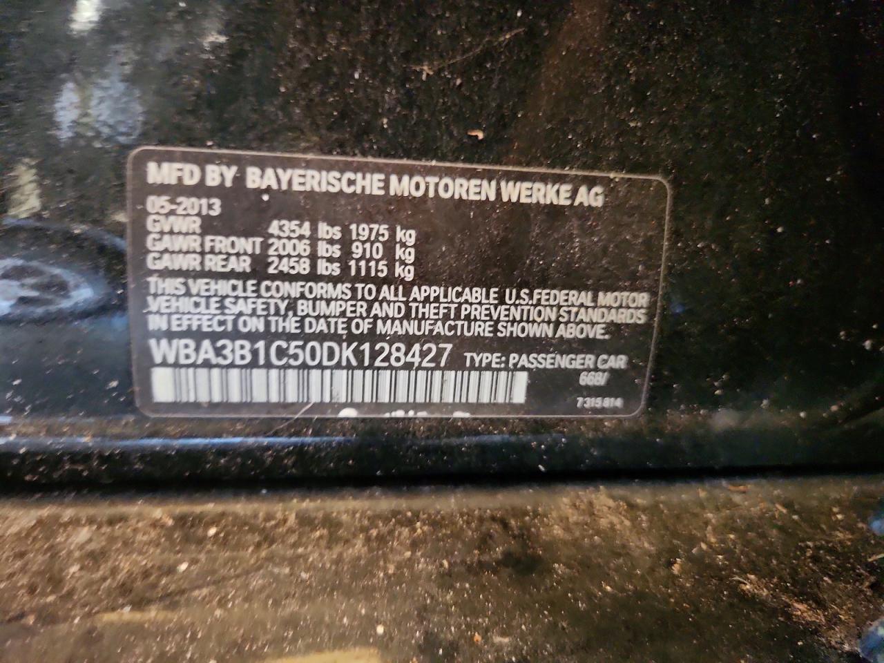 2013 Bmw 320 I Black vin: WBA3B1C50DK128427