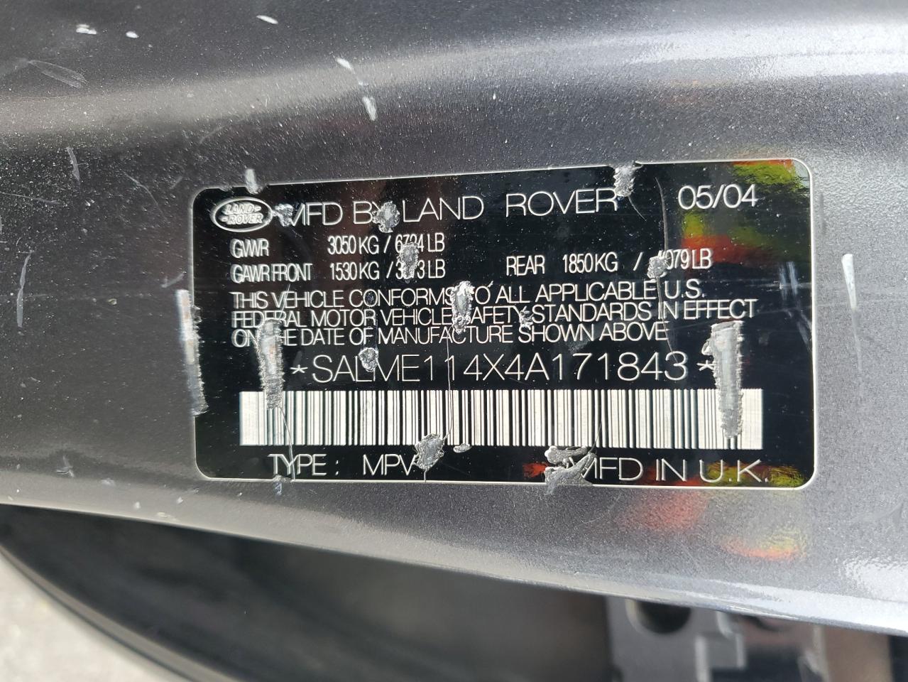 2004 Land Rover Range Rover Hse Gray vin: SALME114X4A171843