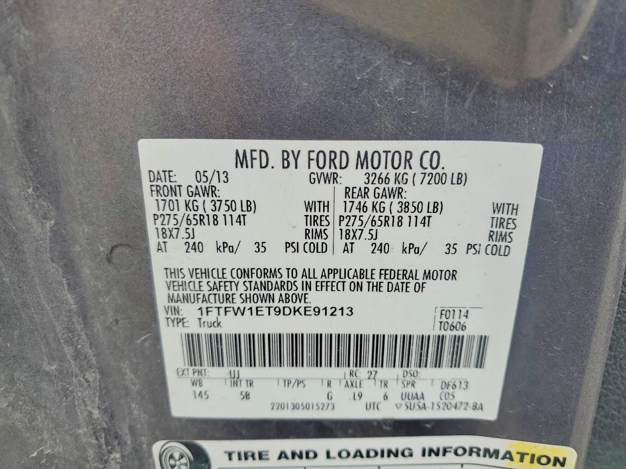 2013 Ford F150 Supercrew Gray vin: 1FTFW1ET9DKE91213