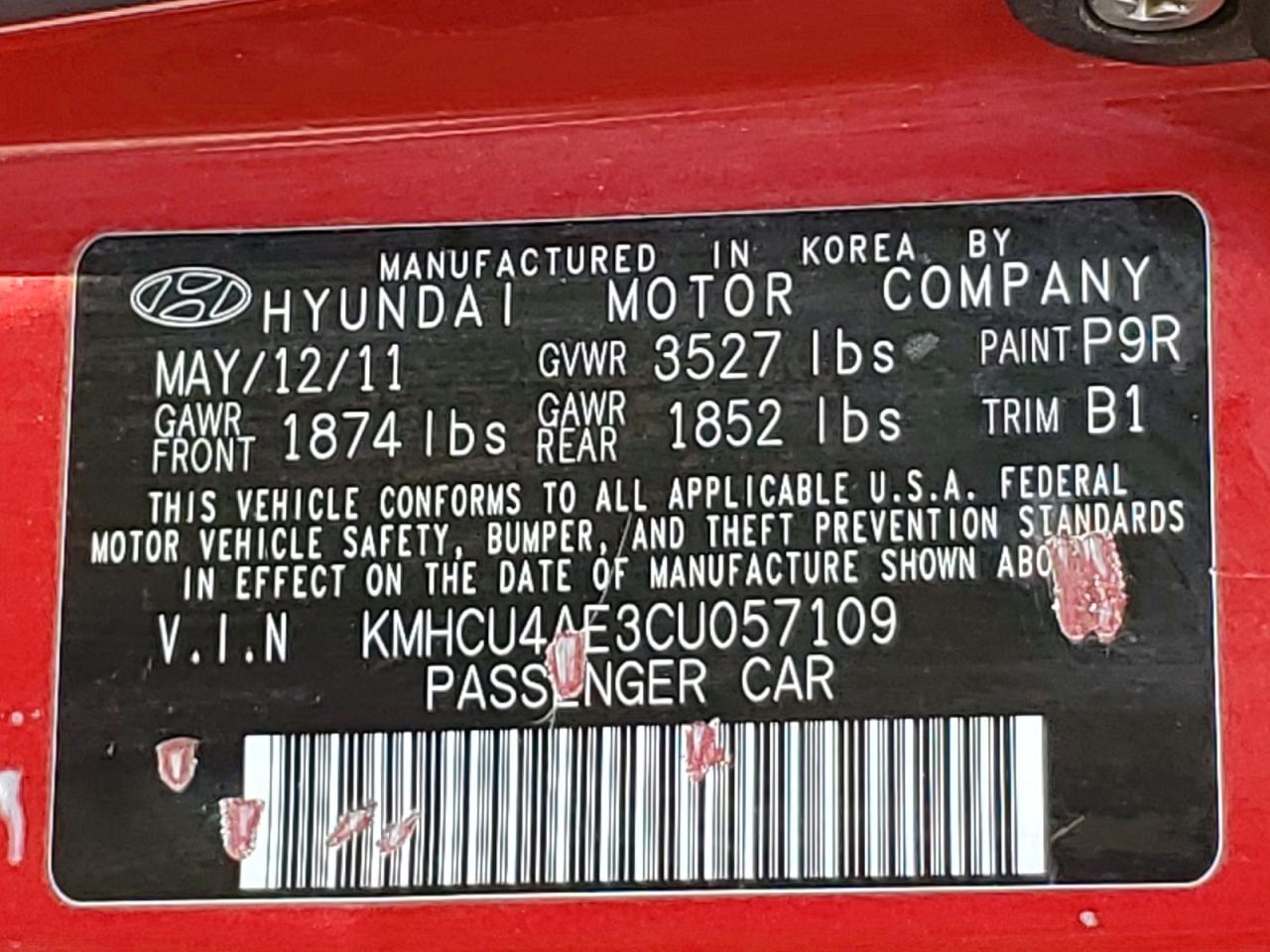 2012 Hyundai Accent Gls Red vin: KMHCU4AE3CU057109