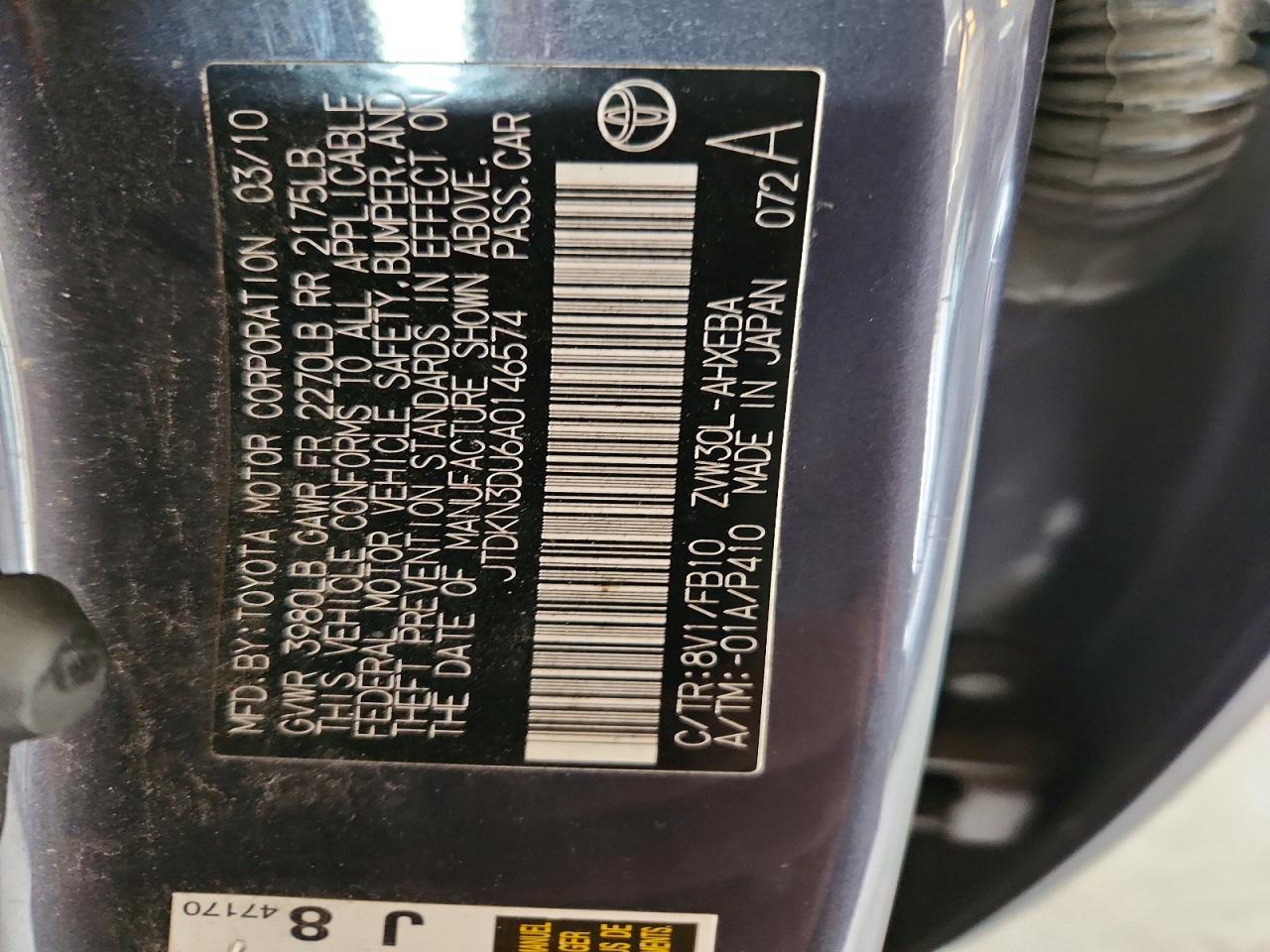 2010 Toyota Prius Iii Gray vin: JTDKN3DU6A0146574