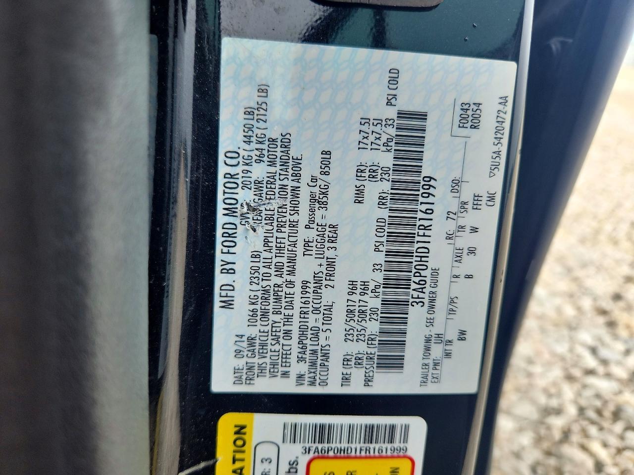 2015 Ford Fusion Se Black vin: 3FA6P0HD1FR161999