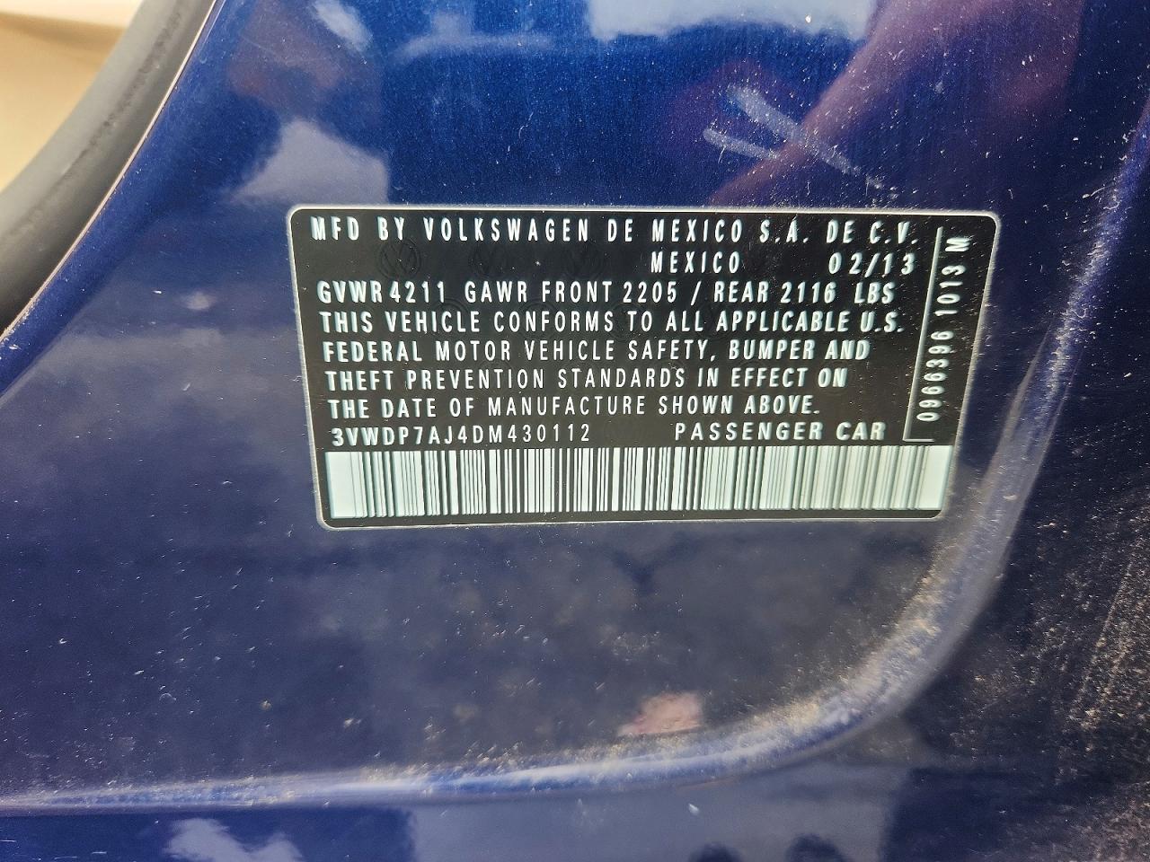 2013 Volkswagen Jetta Se Blue vin: 3VWDP7AJ4DM430112