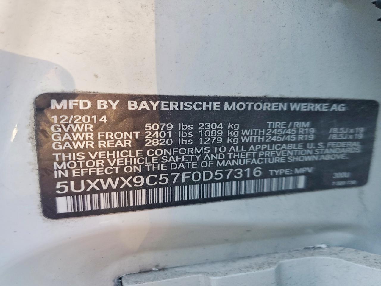 2015 Bmw X3 Xdrive28i White vin: 5UXWX9C57F0D57316