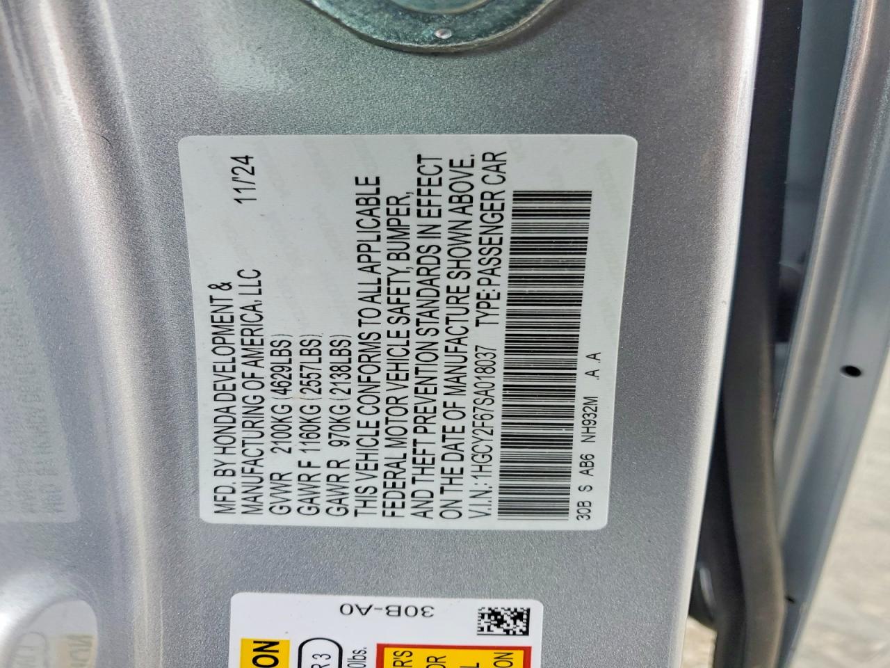 2025 Honda Accord Hybrid Exl Silver vin: 1HGCY2F67SA018037