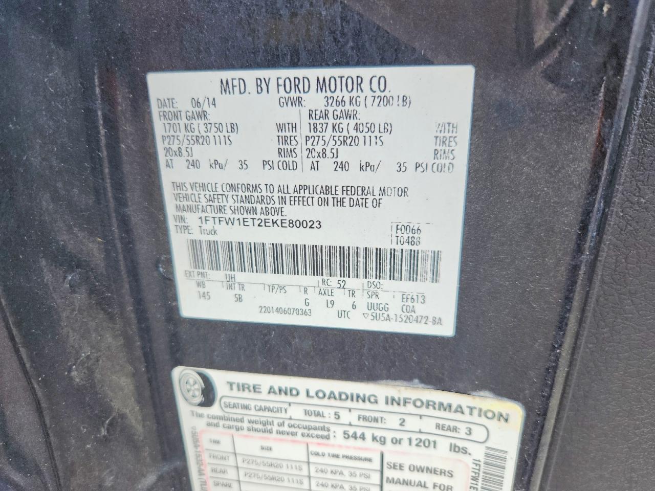 2014 Ford F150 Supercrew Black vin: 1FTFW1ET2EKE80023