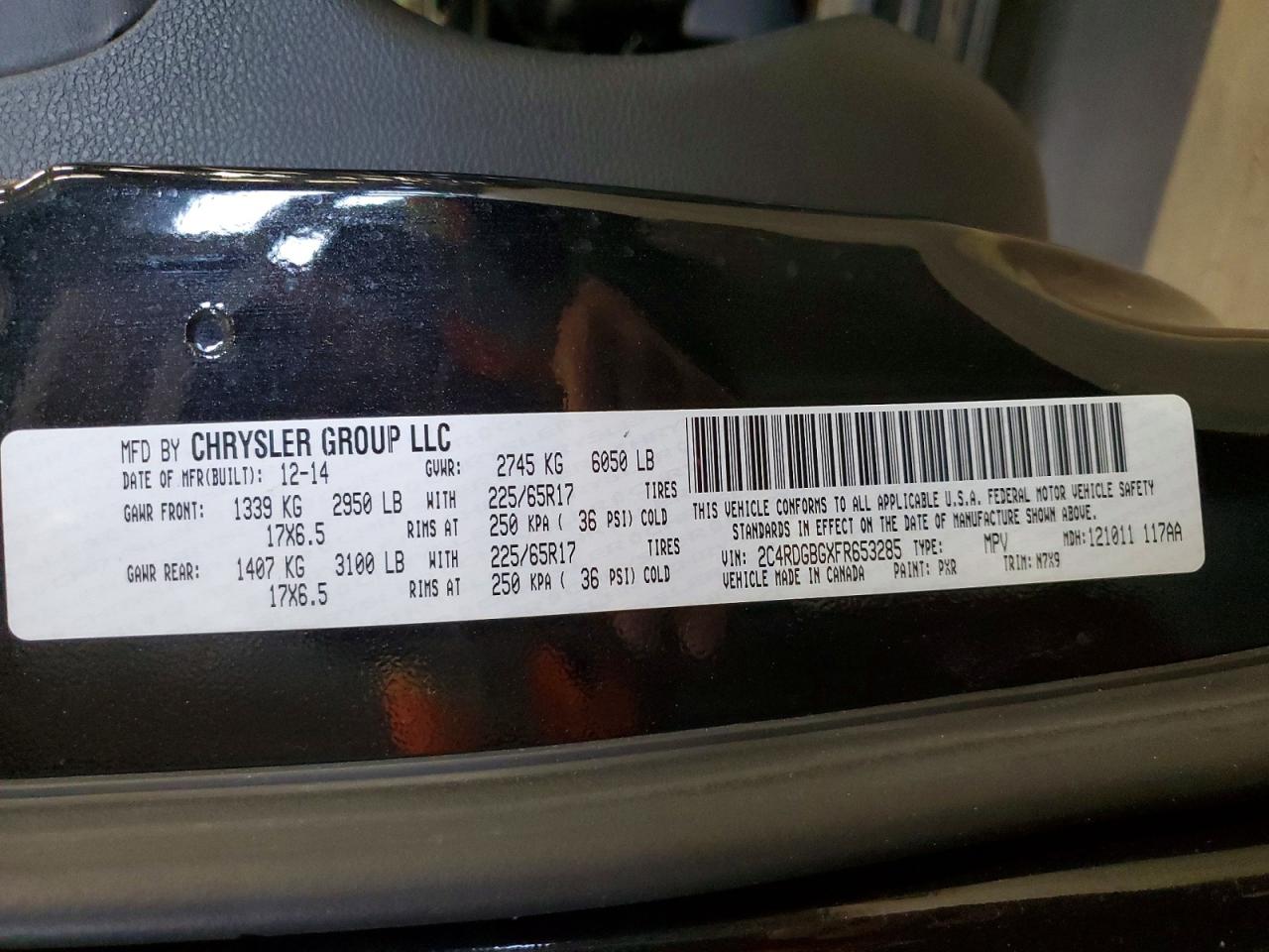 2015 Dodge Grand Caravan Se Черный vin: 2C4RDGBGXFR653285