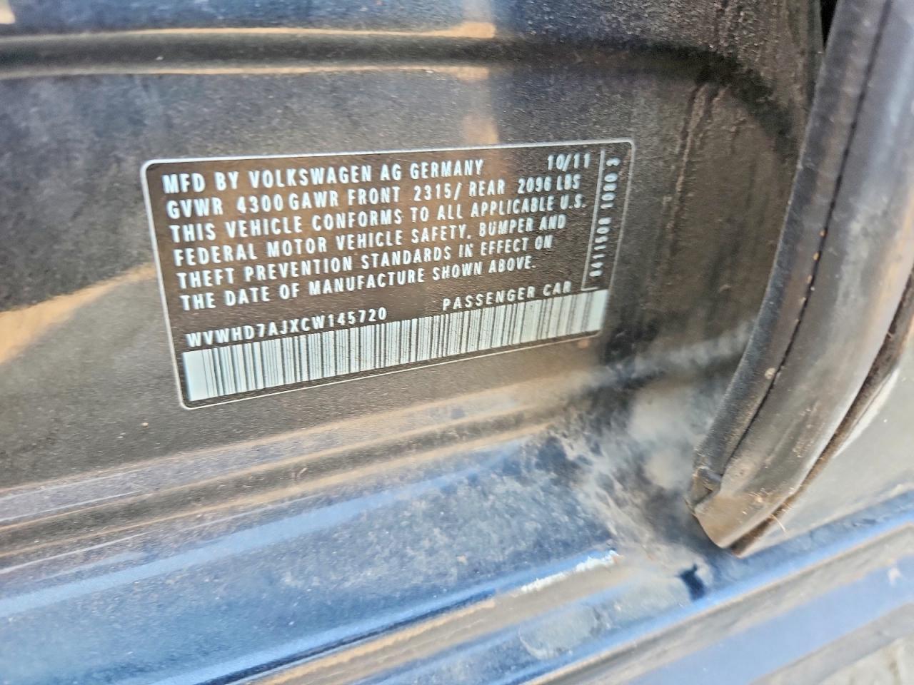 2012 Volkswagen Gti Черный vin: WVWHD7AJXCW145720