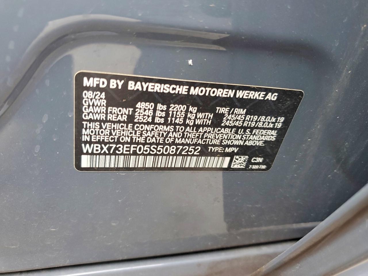 2025 Bmw X1 Xdrive28i Blue vin: WBX73EF05S5087252