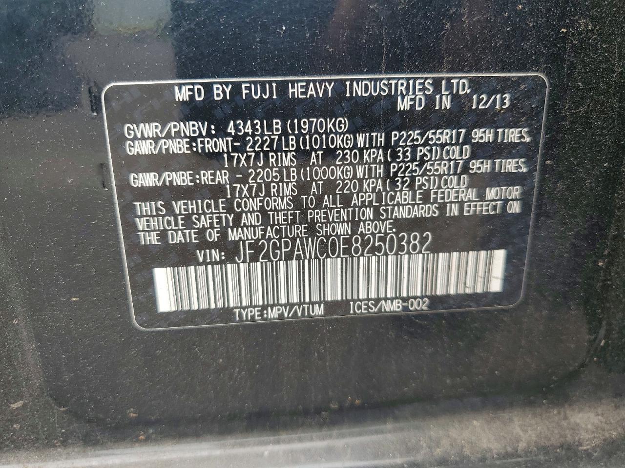 2014 Subaru Xv Crosstrek 2.0 Premium Черный vin: JF2GPAWC0E8250382