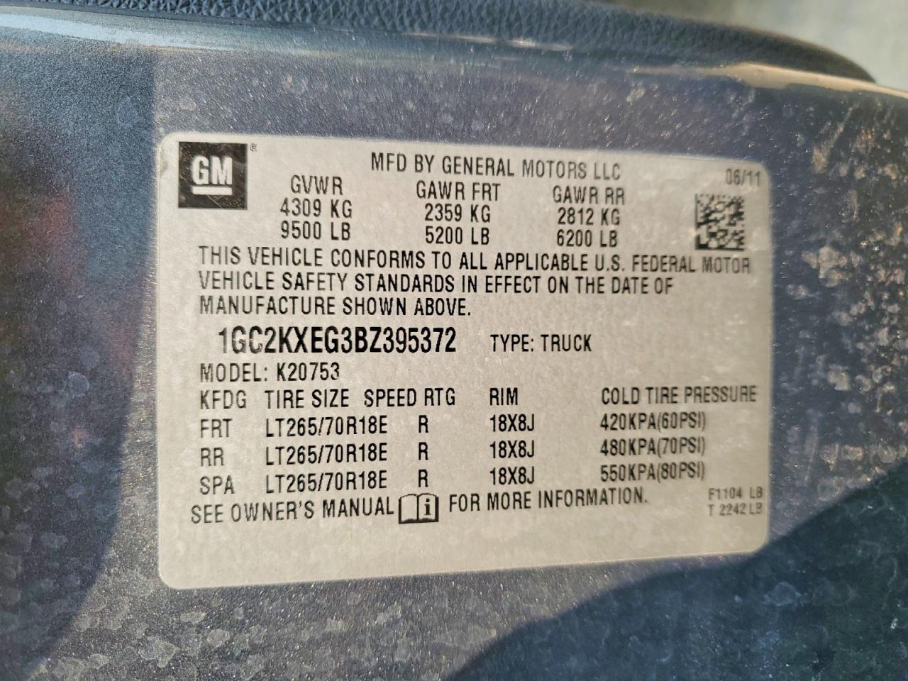 2011 Chevrolet Silverado K2500 Heavy Duty Lt Gray vin: 1GC2KXEG3BZ395372