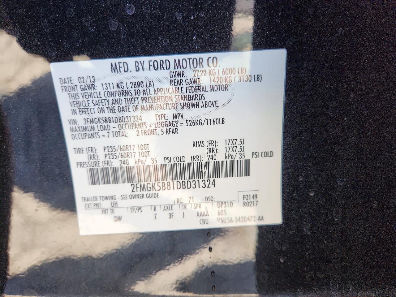 2013 Ford Flex Se Black vin: 2FMGK5B81DBD31324