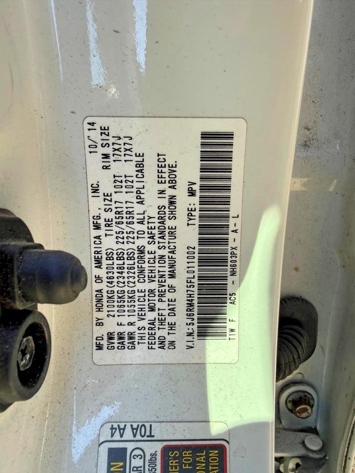 2015 Honda Cr-v Ex-l Белый vin: 5J6RM4H75F011002