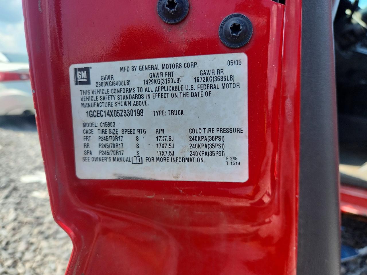 2005 Chevrolet Silverado C1500 Red vin: 1GCEC14X05Z330198