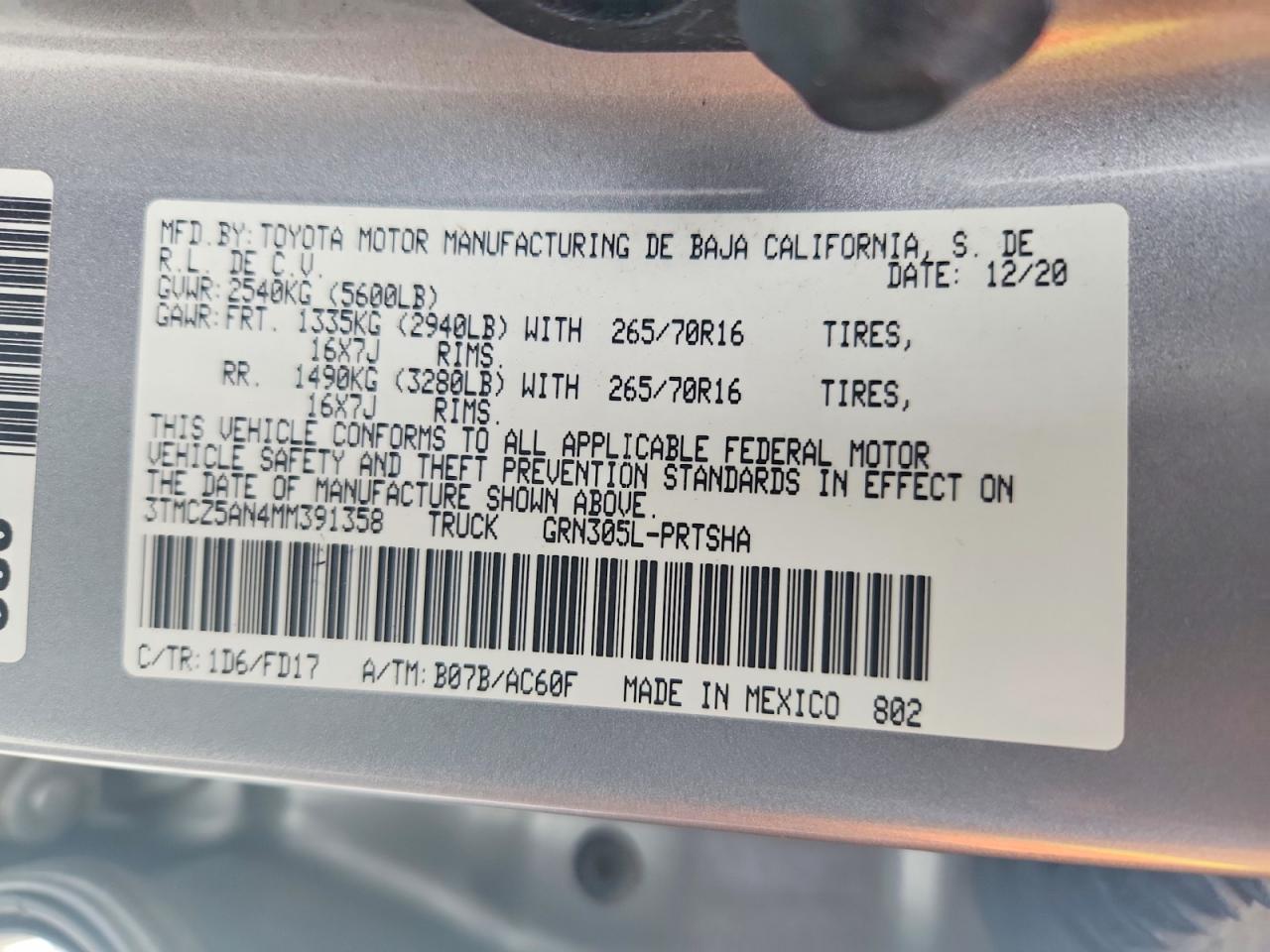 2021 Toyota Tacoma Trd Off-road Silver vin: 3TMCZ5AN4MM391358