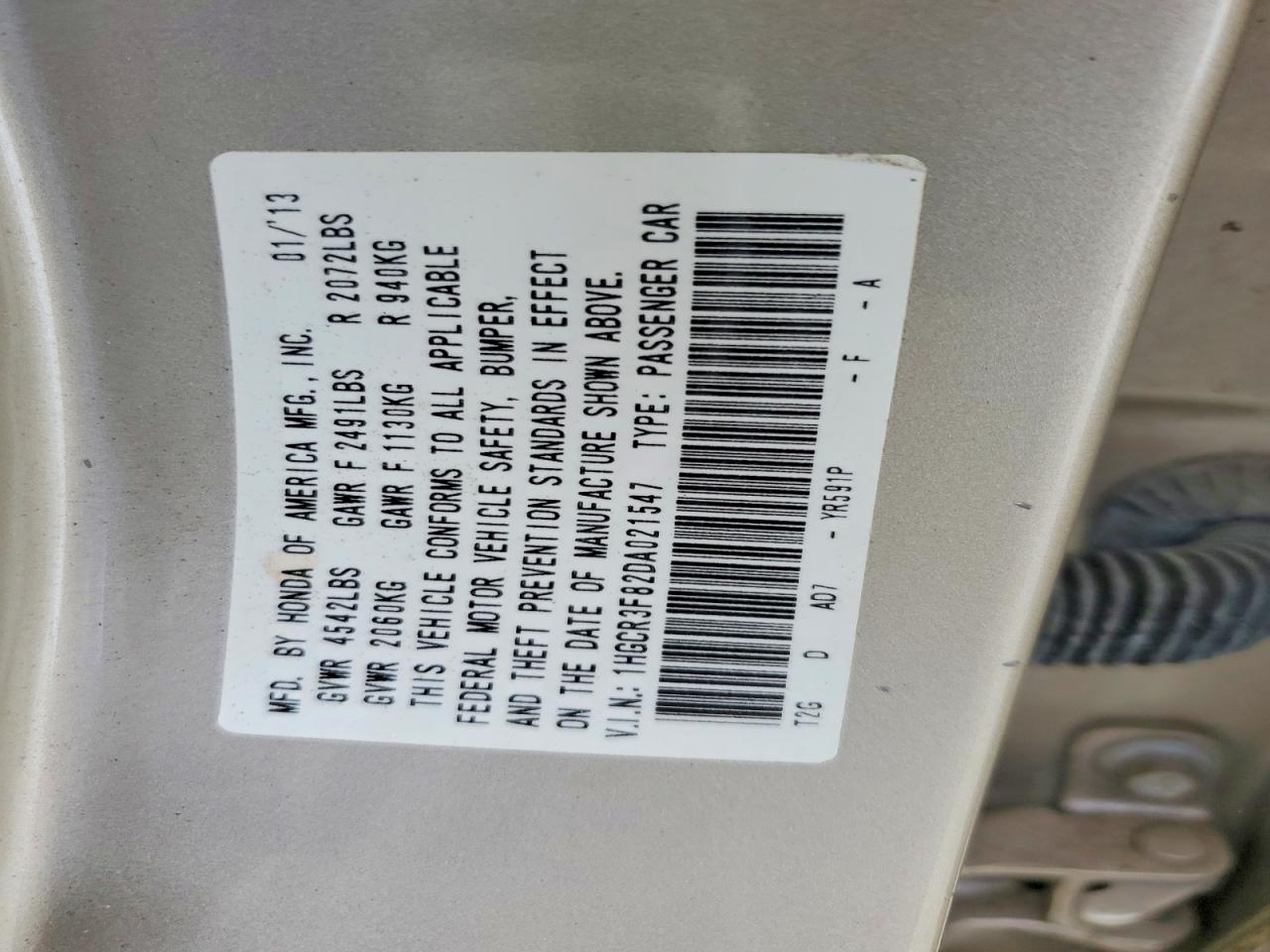 2013 Honda Accord Exl Tan vin: 1HGCR3F82DA021547