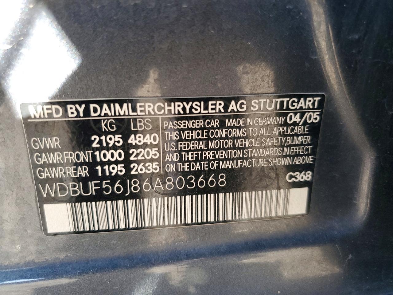 2006 Mercedes-benz E 350 Gray vin: WDBUF56J86A803668