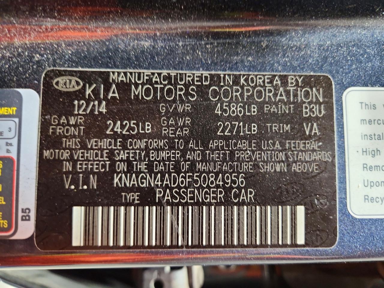 2015 Kia Optima Hybrid White vin: KNAGN4AD6F5084956