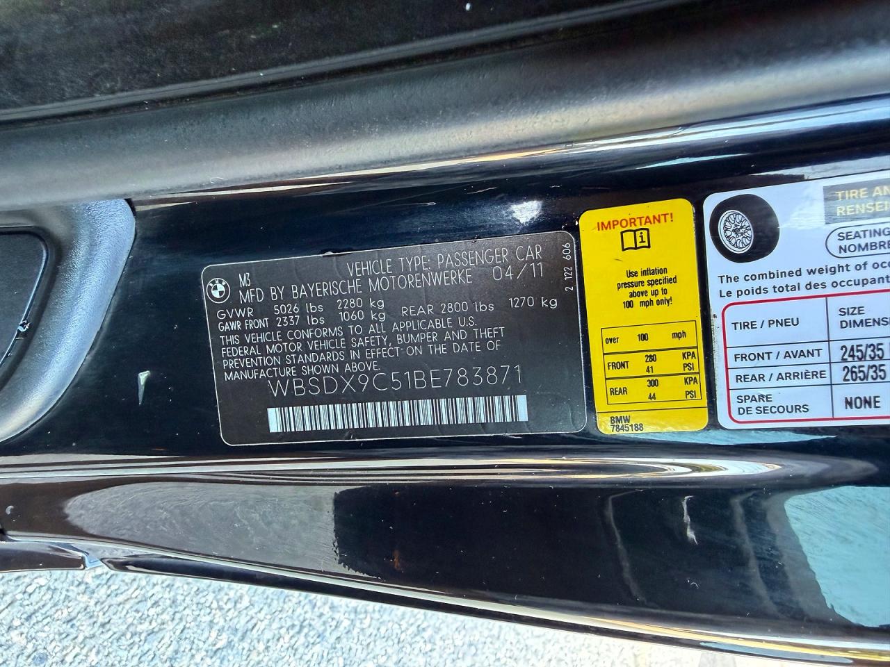 2011 Bmw M3 Black vin: WBSDX9C51BE783871