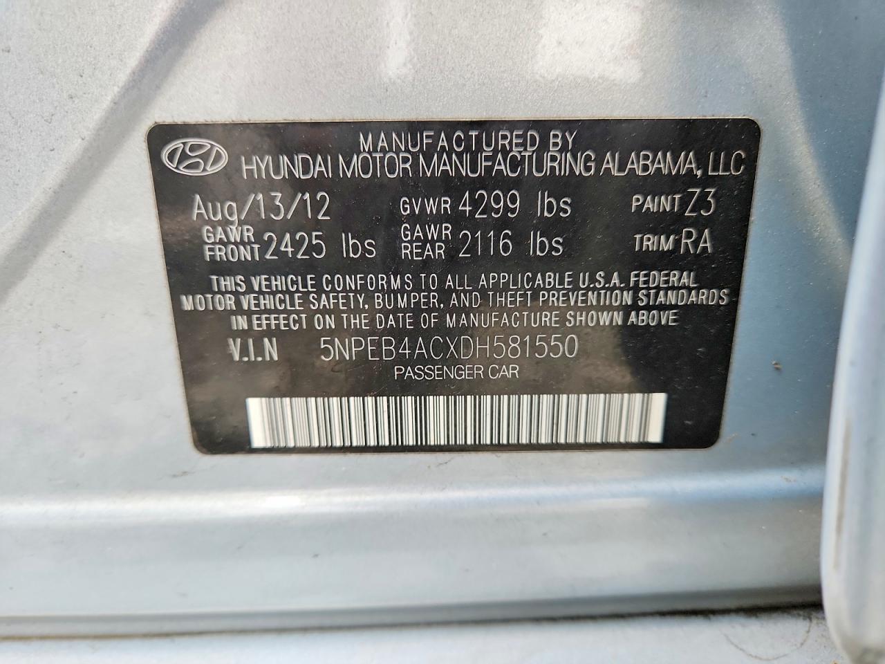2013 Hyundai Sonata Gls Blue vin: 5NPEB4ACXDH581550