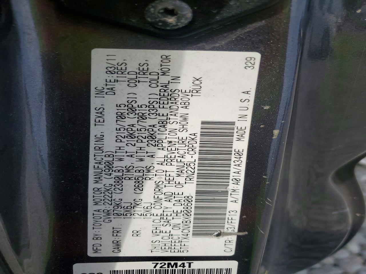 2011 Toyota Tacoma Access Cab Черный vin: 5TFTX4CNXBX008608