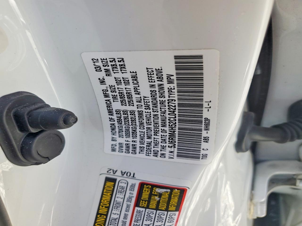 2012 Honda Cr-v Ex White vin: 5J6RM4H52CL042279