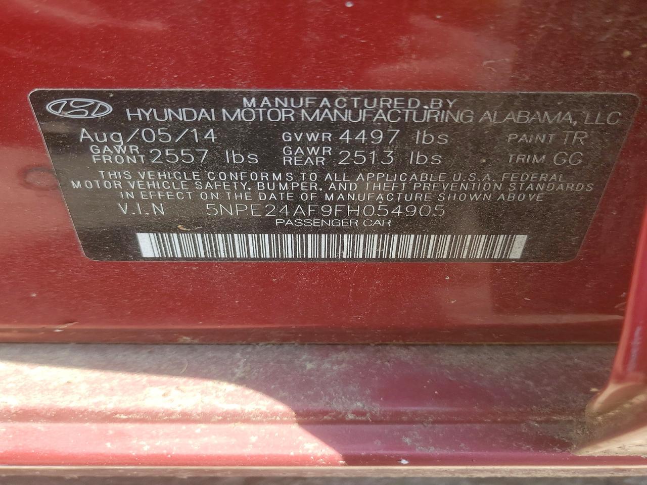 2015 Hyundai Sonata Se Red vin: 5NPE24AF9FH054905
