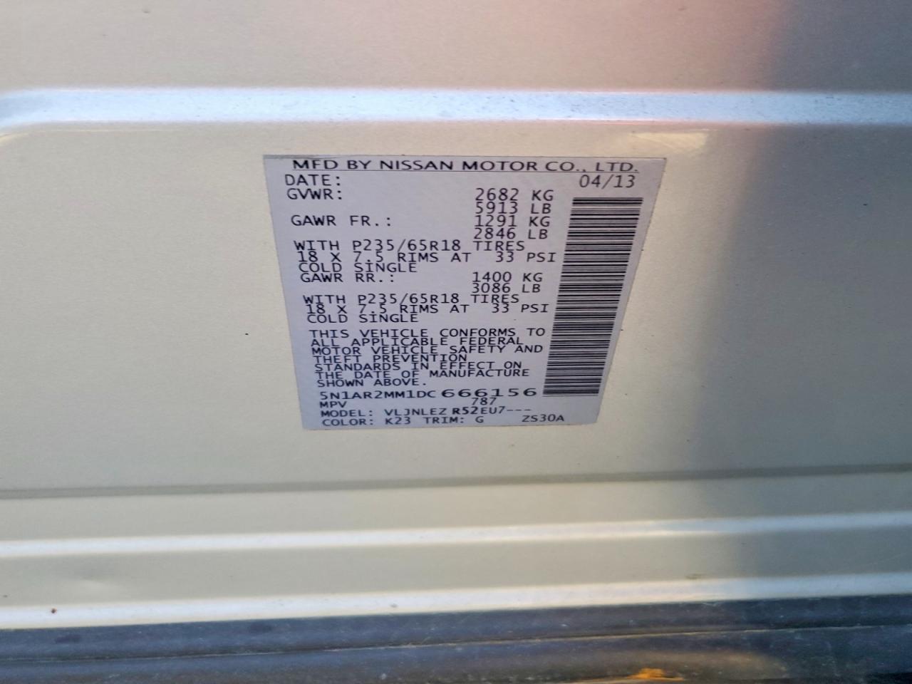 2013 Nissan Pathfinder S Silver vin: 5N1AR2MM1DC666156