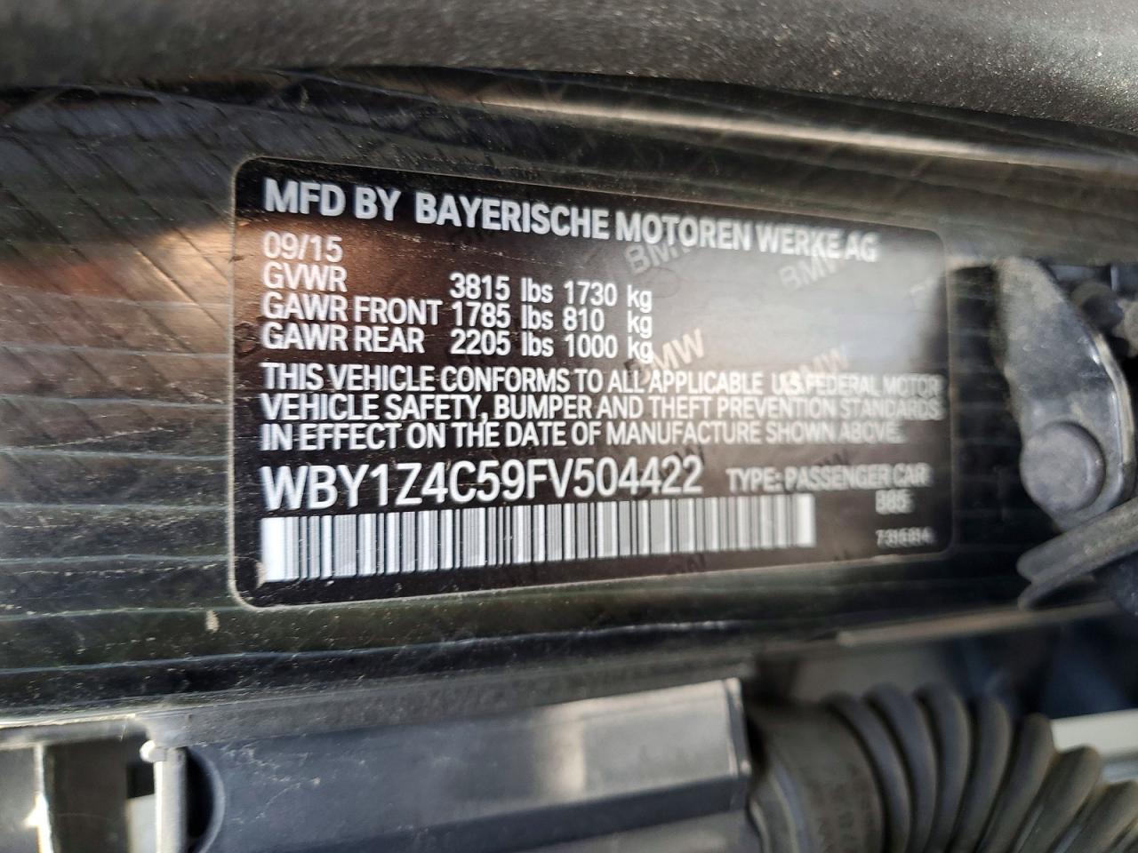 2015 Bmw I3 Rex White vin: WBY1Z4C59FV504422