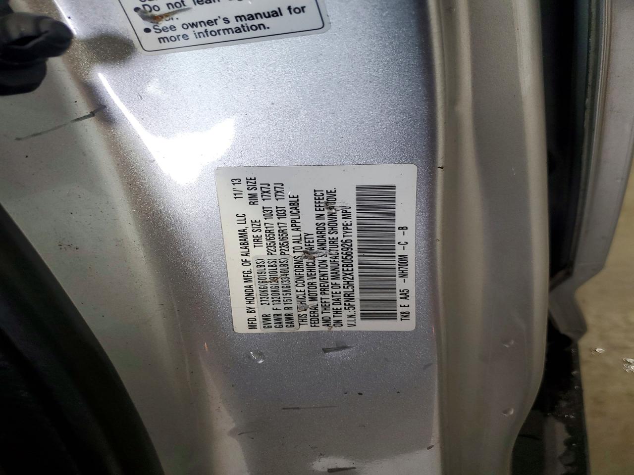 2014 Honda Odyssey Lx Silver vin: 5FNRL5H2XEB056926
