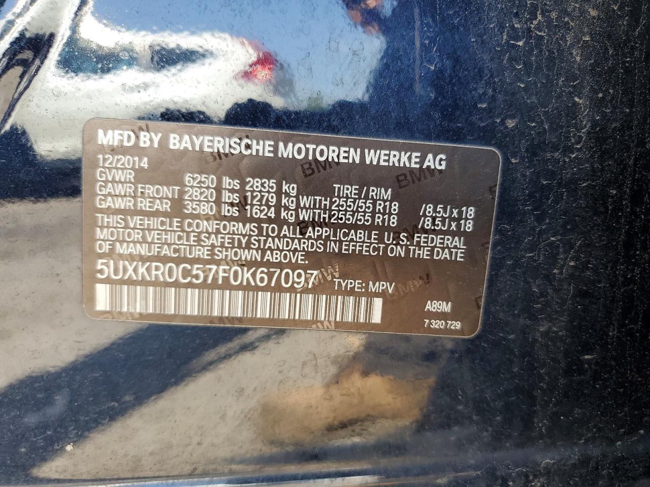 2015 Bmw X5 Xdrive35i Blue vin: 5UXKR0C57F0K67097