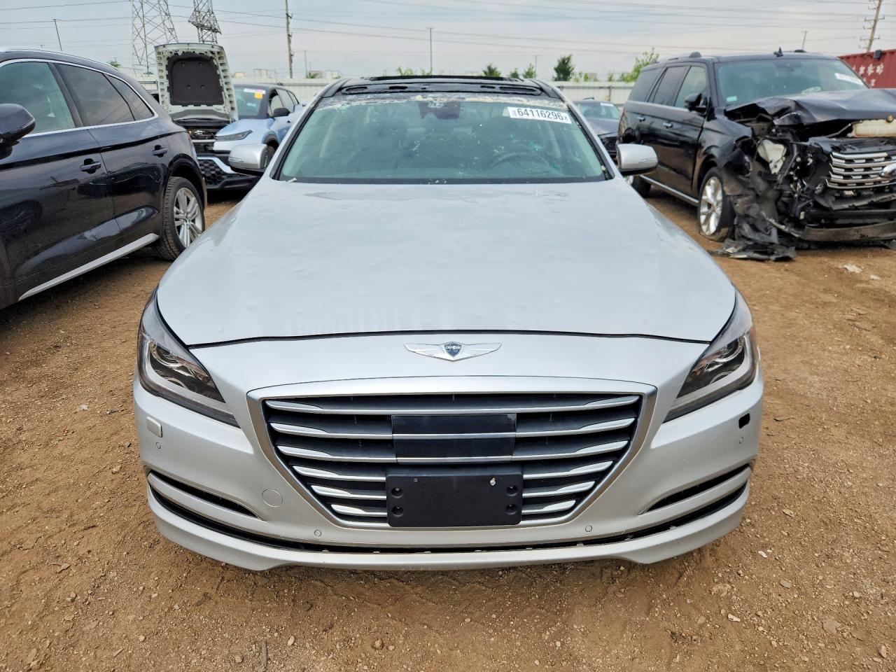 2015 Hyundai Genesis 3.8l Silver vin: KMHGN4JE1FU064482