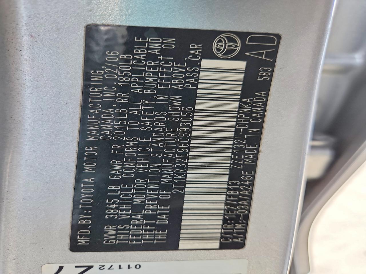 2006 Toyota Matrix Xr Серебряный vin: 2T1KR32E96C593056
