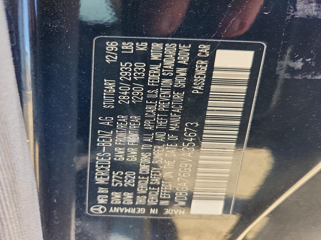 1997 Mercedes-benz S 600 Black vin: WDBGA76G9VA354673