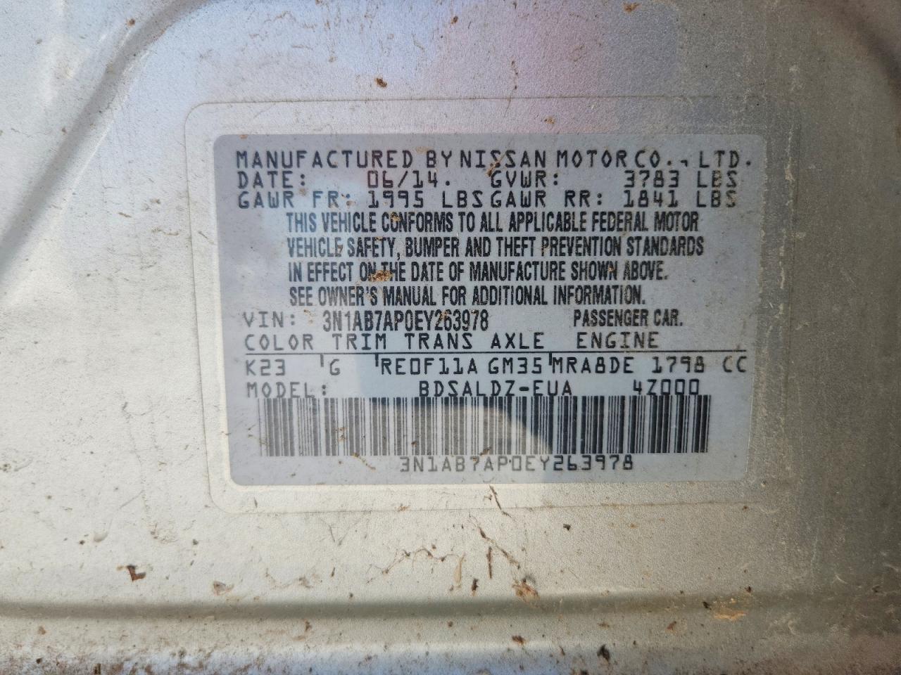 2014 Nissan Sentra Sv Silver vin: 3N1AB7AP0EY263978