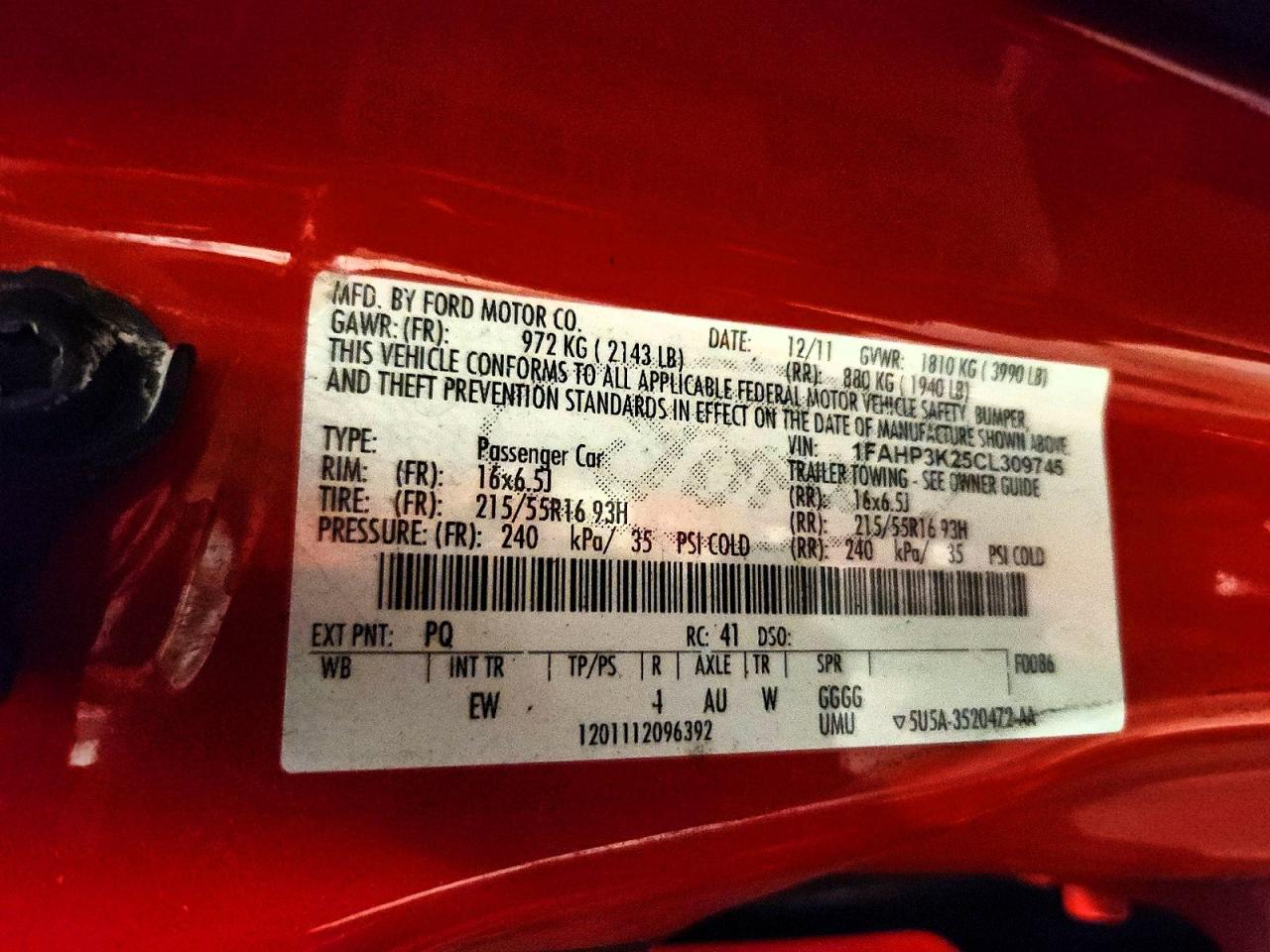 2012 Ford Focus Se Red vin: 1FAHP3K25CL309745