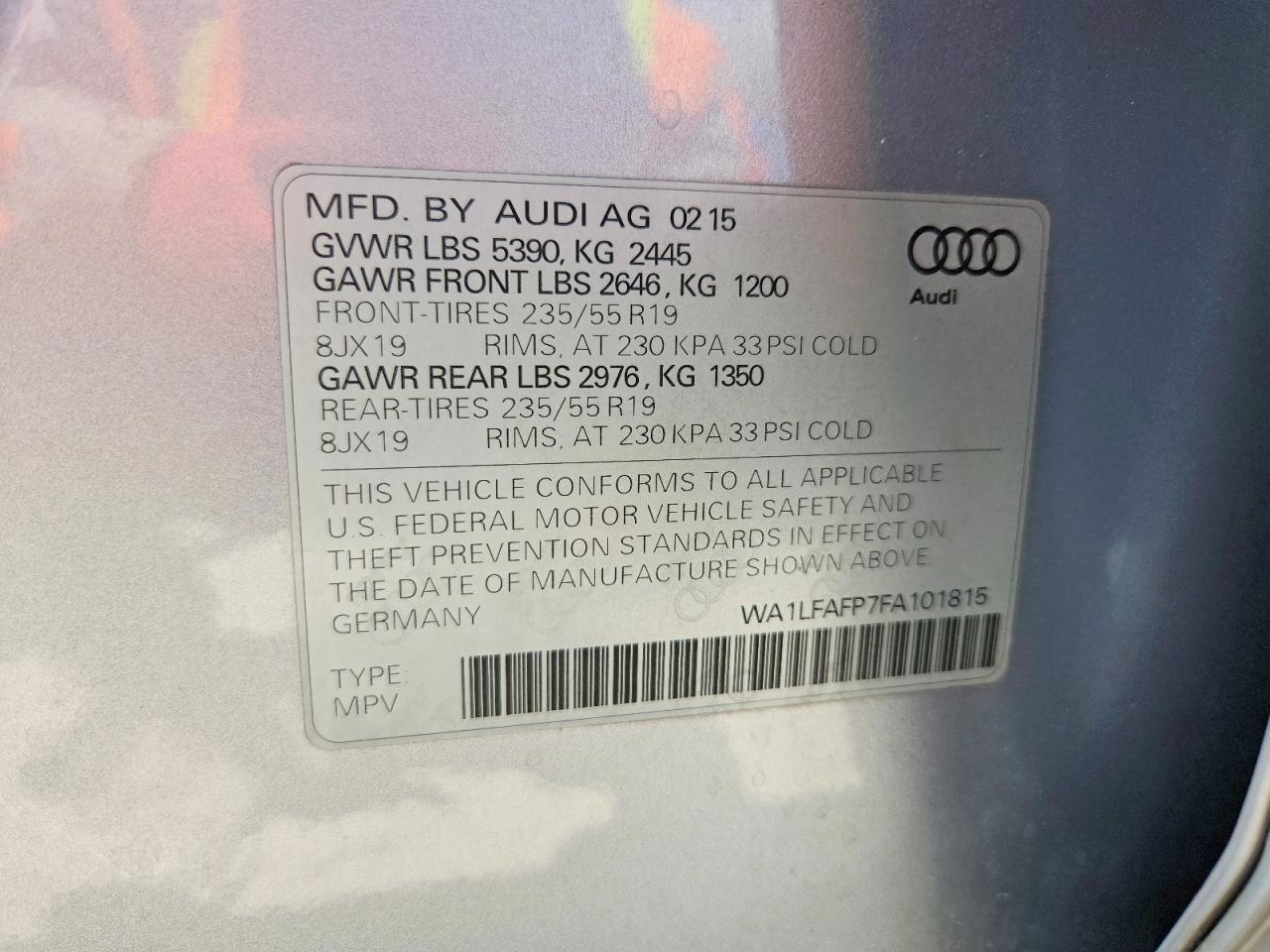 2015 Audi Q5 Premium Plus Silver vin: WA1LFAFP7FA101815