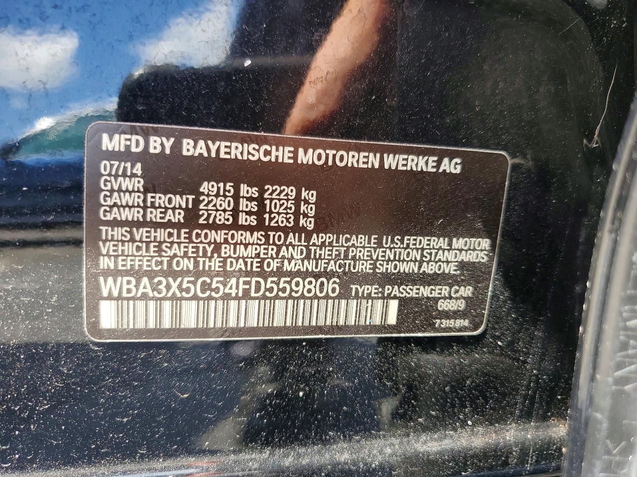 2015 Bmw 328 Xigt Black vin: WBA3X5C54FD559806